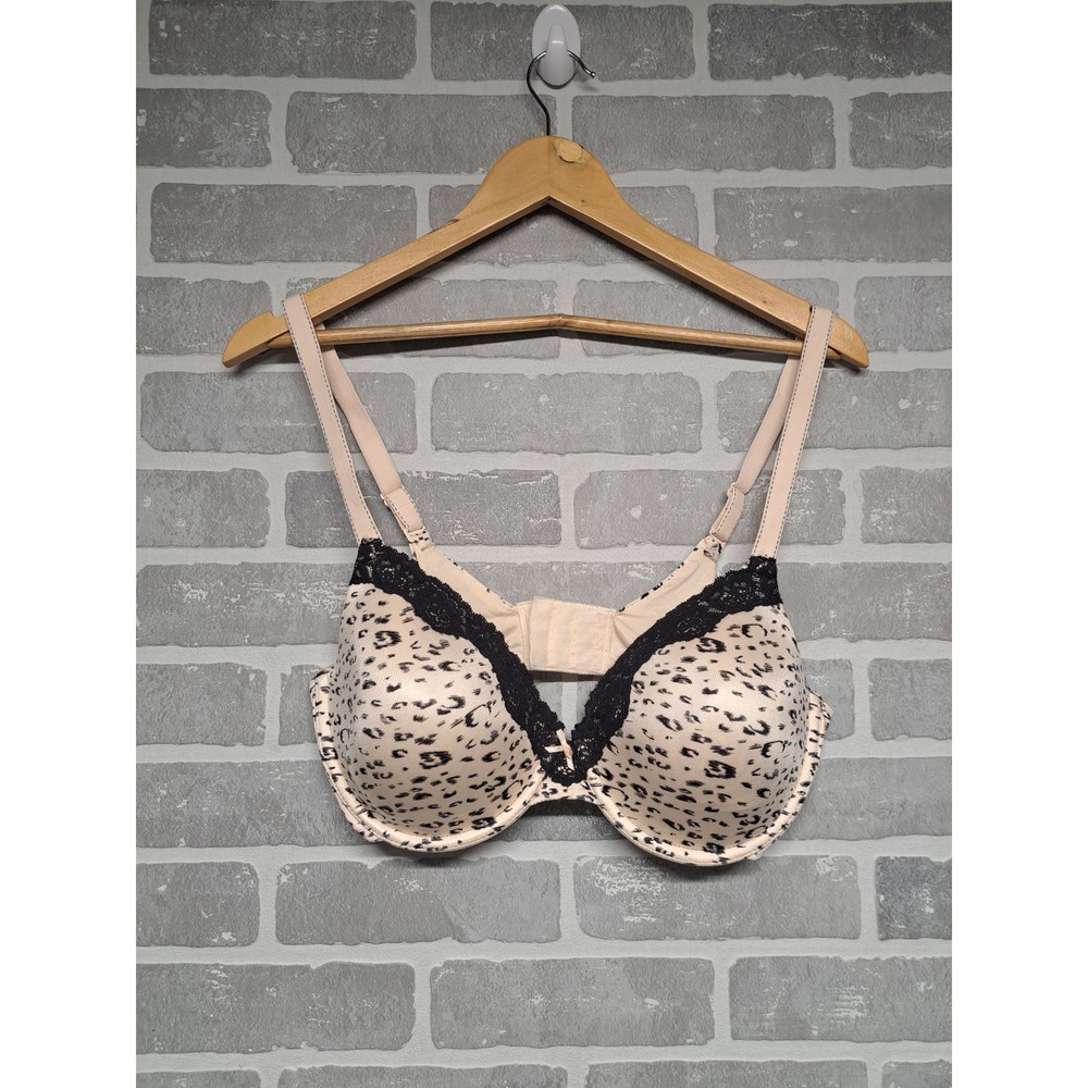 MAIDENFORM T-SHIRT BRA SMARTZONE CUPS BEIGE LEOPARD PRINT‎ MODEL 09404 SIZE 36DD